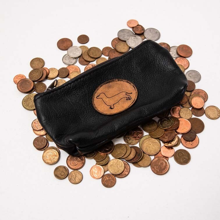 ​Small Leather Bag with Brown Dachshund Insignia