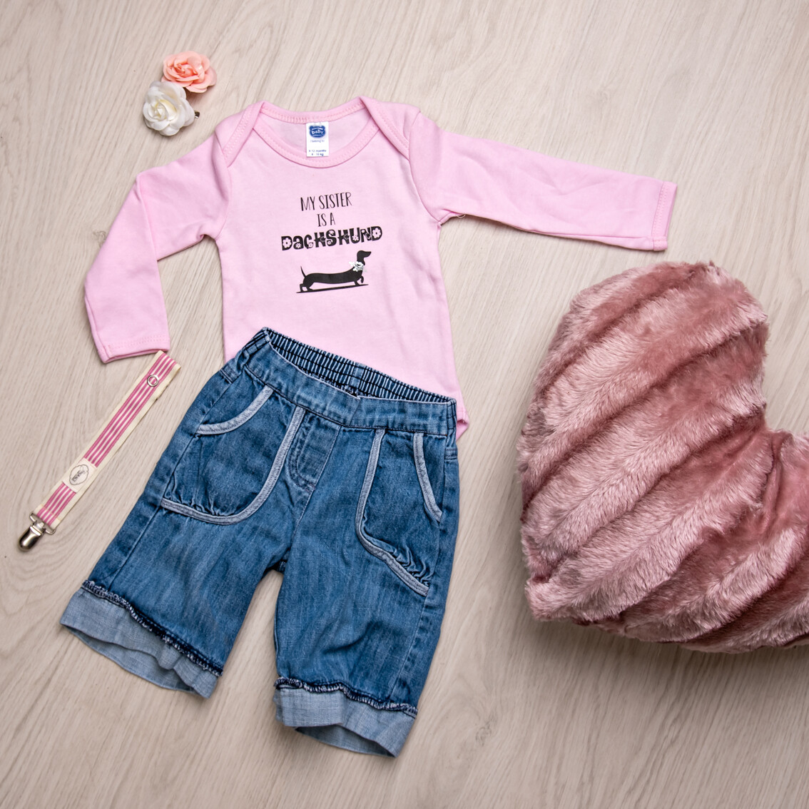 Onesie - My Sister is a Dachshund - Pink (6 -12 months)
