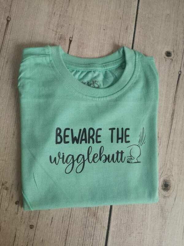 Boys T-Shirt - Beware the Wigglebutt - Turquoise