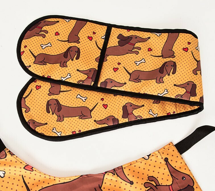 Oven Gloves - Orange & Brown