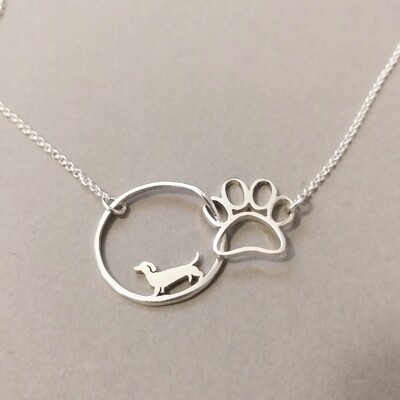 Dachshund Paw & Circle - Pendant & Chain