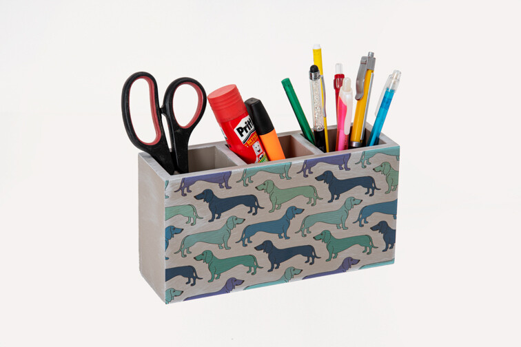 Cutlery or Stationery Organizers - Blue & green dogs