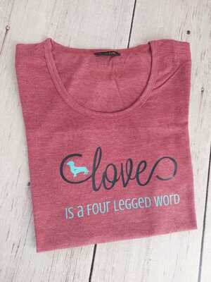 Love is a Four legged word - Ladies Melange T-Shirt - Maroon