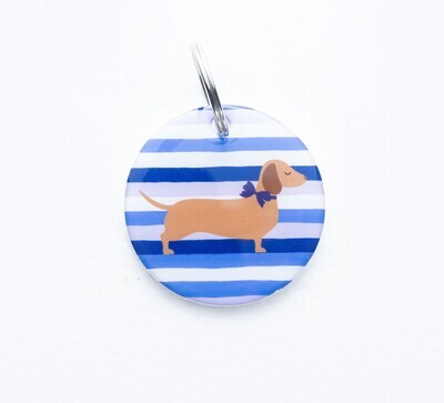 Keyring -  Blue with Brown Dachshund
