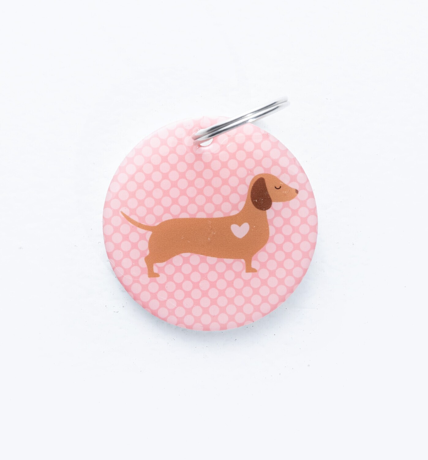 Keyring -  Pink with girlie Dachshund
