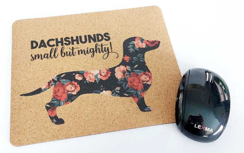 Mouse Pad - Cork Theme - Dachshund Small but Mighty
