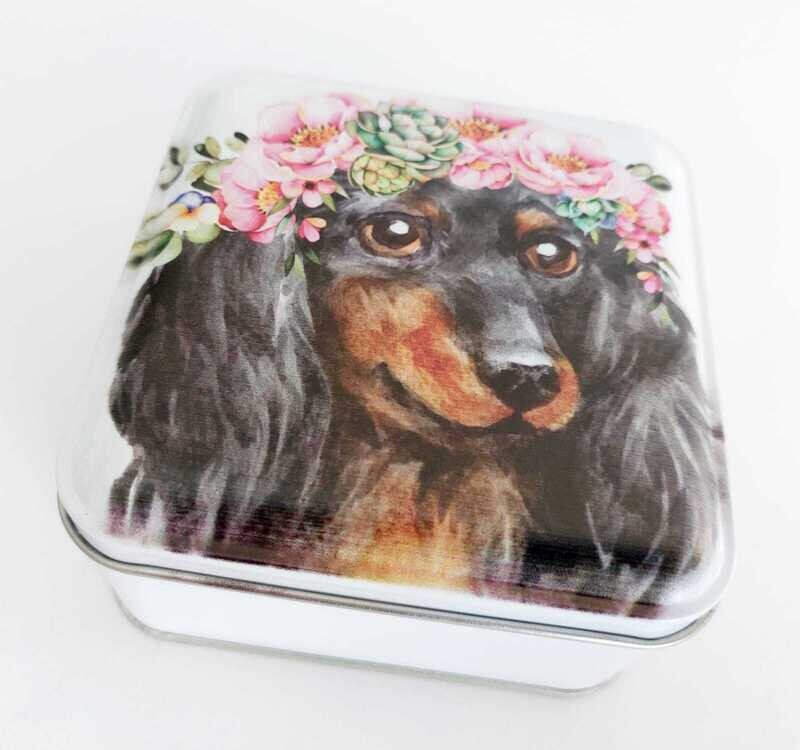 Gift Tin - Floral LH Dachshund