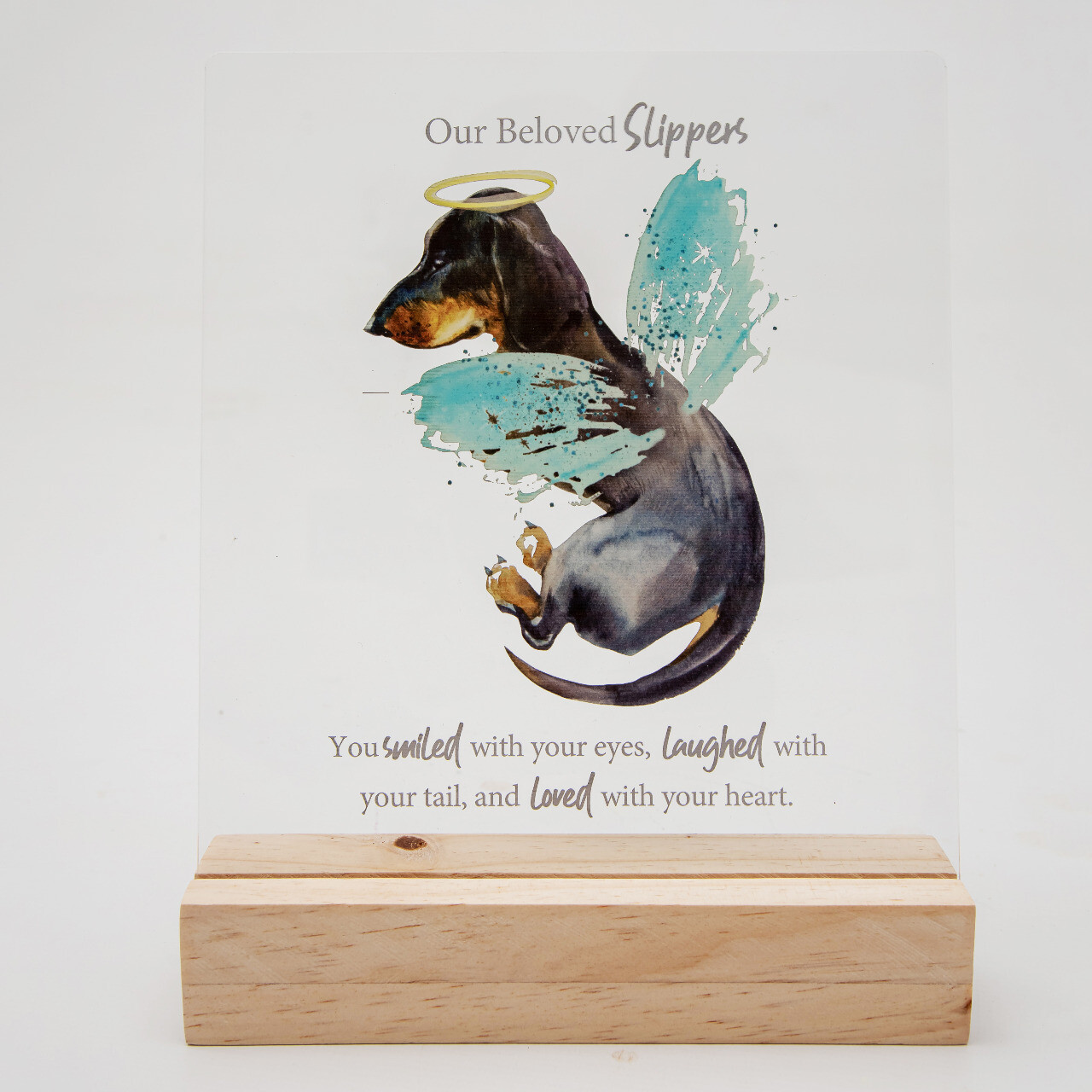 ​Custom Perspex Quote - Black dog with Blue Wings