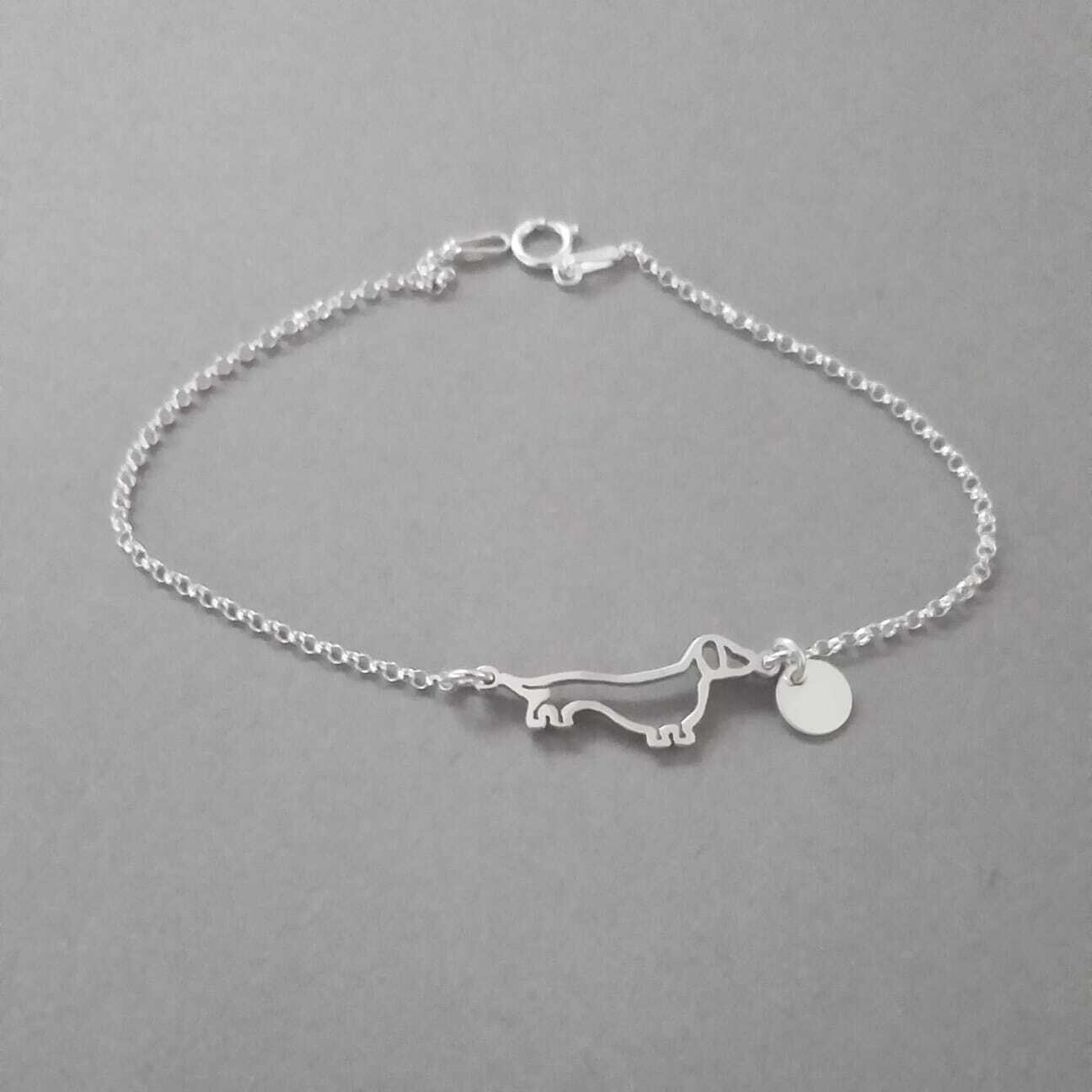 Sterling Silver Bracelet with Stamped Personalised round disc