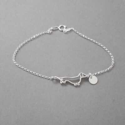 Sterling Silver Bracelet with Stamped Personalised round disc
