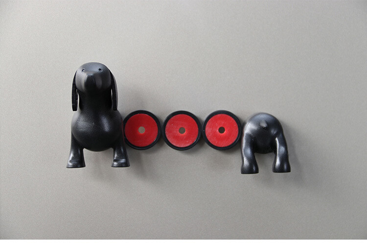 Fridge Magnet - Cartoon Dog Dachshund - Black