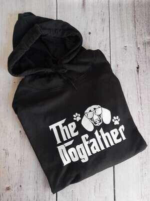 The Dogfather Hoodie - Black with white print (Heavy Weight)
