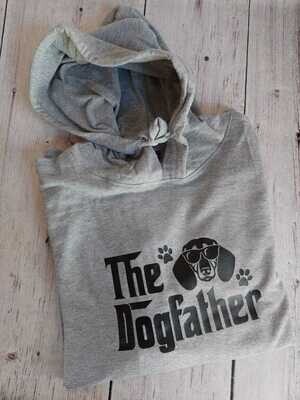 The Dogfather Hoodie - Grey with black print  (Light Weight)