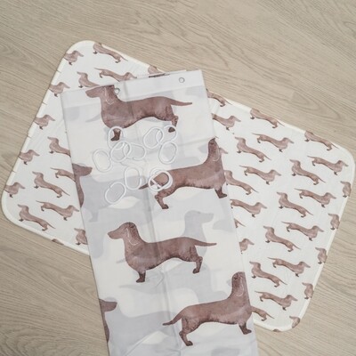 Shower Curtain and Bath Mat set - Brown and White