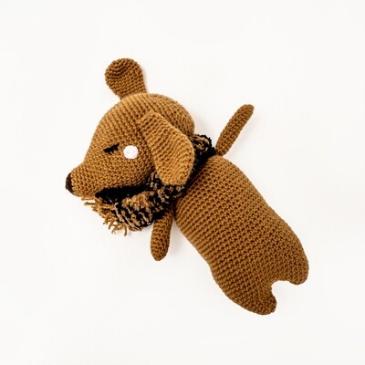 Crochet Dachshund - Brown scarf