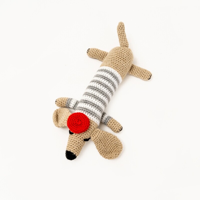 Crochet Dachshund - Grey stripe