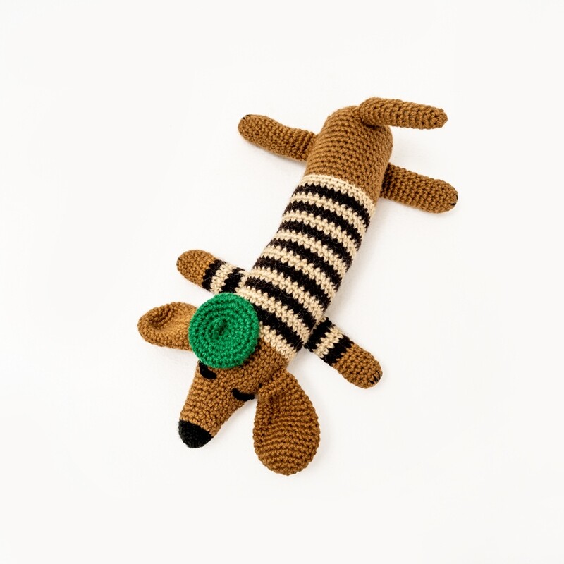 Crochet Dachshund - Brown stripe