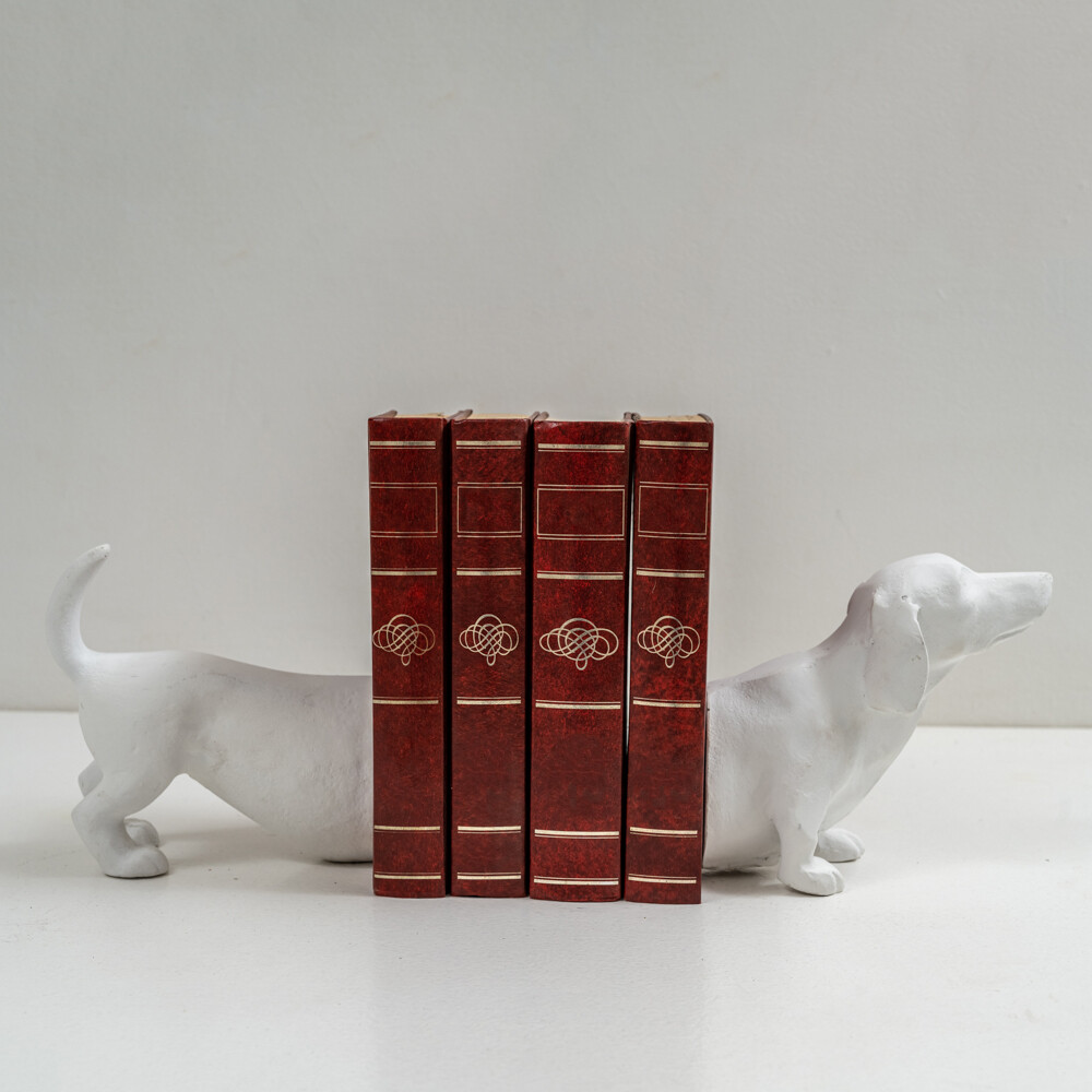 Dachshund Bookends - White
