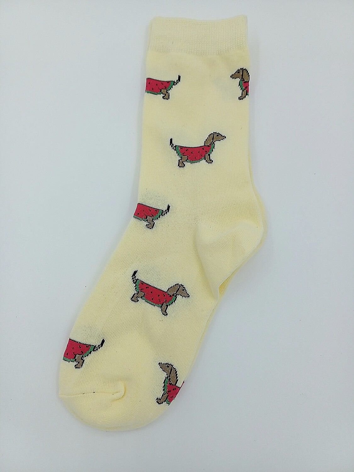 Cream Watermelon Dachshund Socks