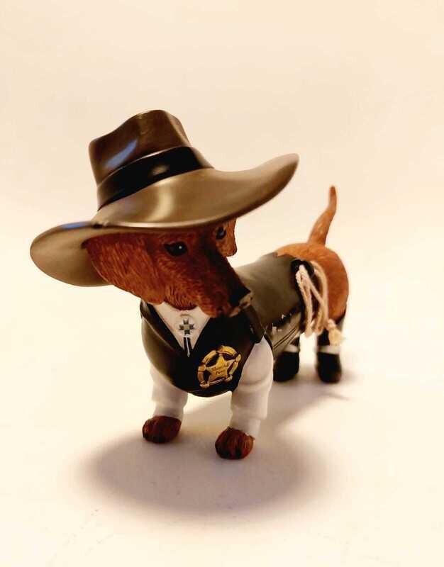 Rare Sher-ruff S. Paws Cowboy Dachshund Figurine