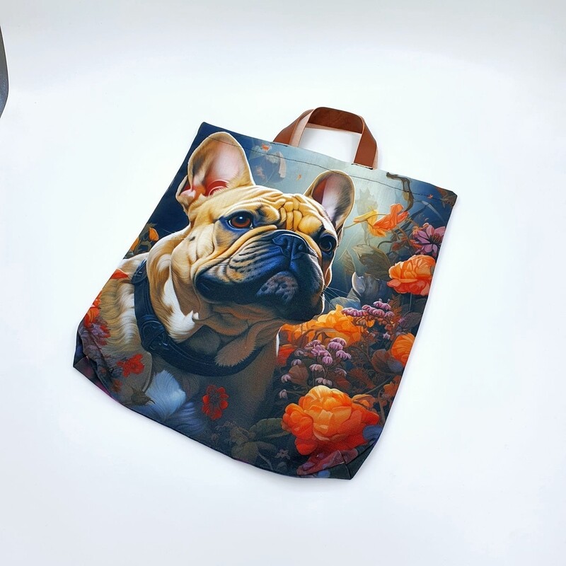 Fabric Shopper Bag - Brown French Bulldog