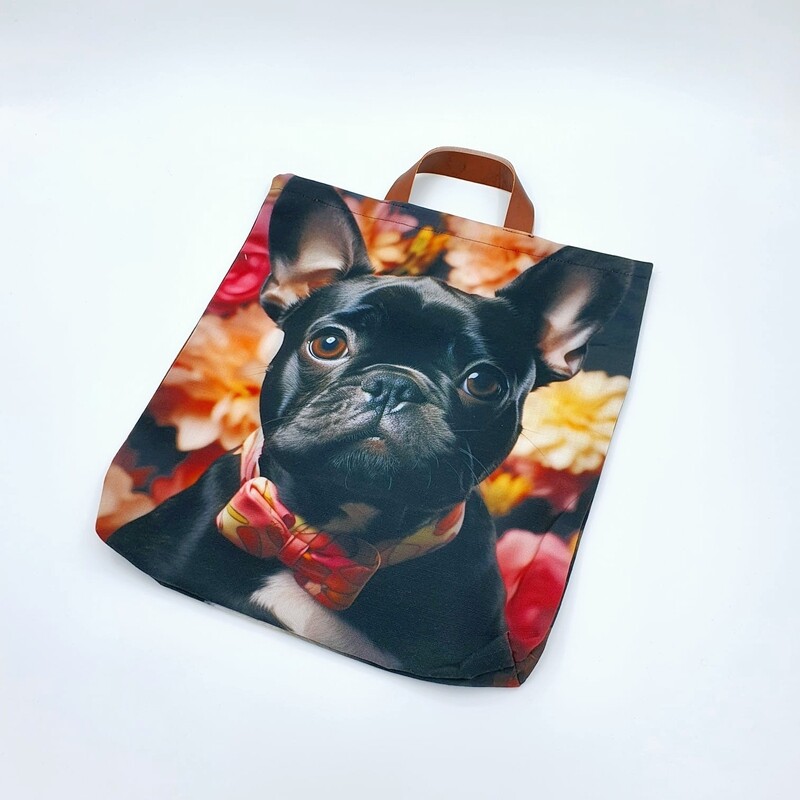 Fabric Shopper Bag - Black French Bulldog
