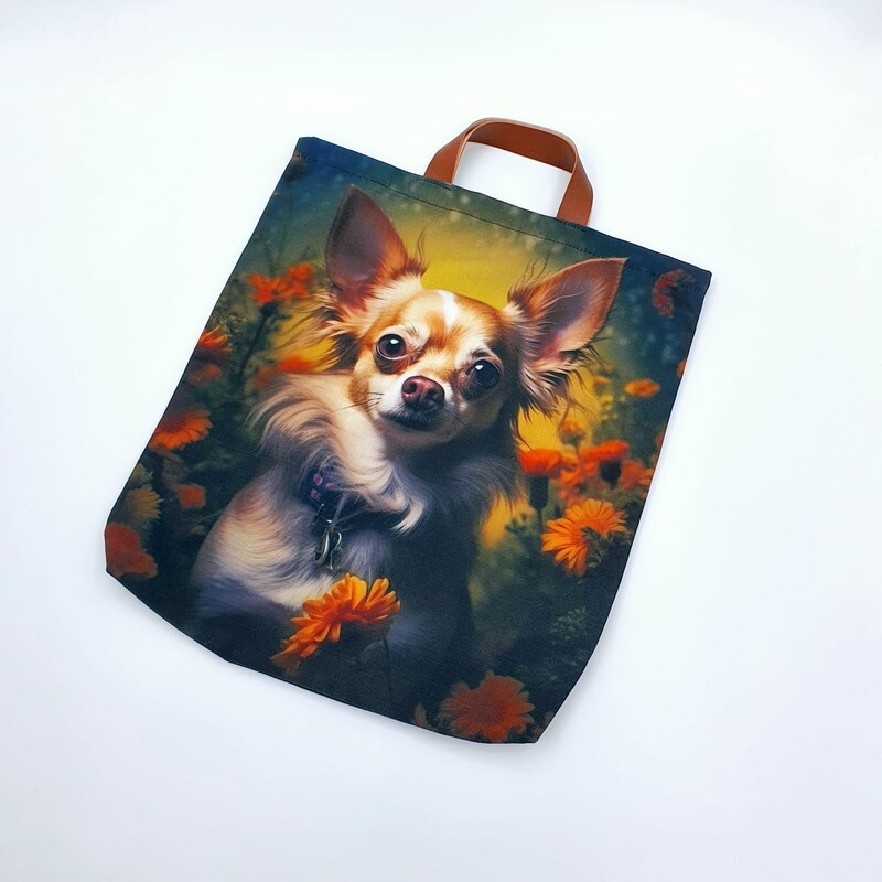 Fabric Shopper Bag - Long-haired Chihuahua