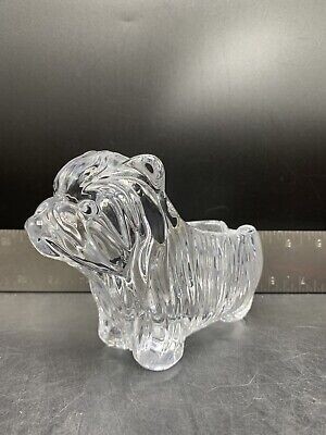 Vannes Le Chatel Crystal Art Glass Terrier Dog Candy / Sugar Bowl