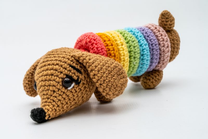 Rainbow rings Crochet Dachshund