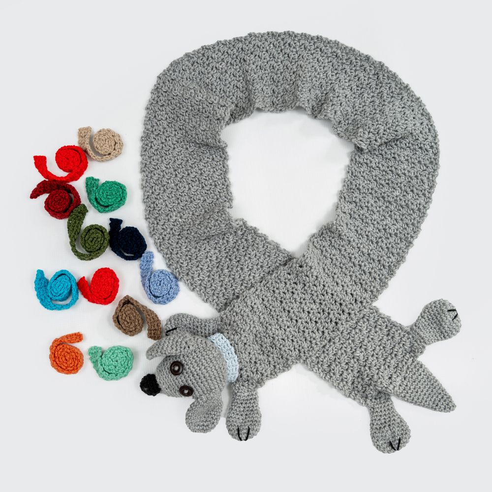 Crazy Loooooong Crochet Dachshund Scarf - Grey Crazy Loooooong Crochet Dachshund Scarf - Grey
