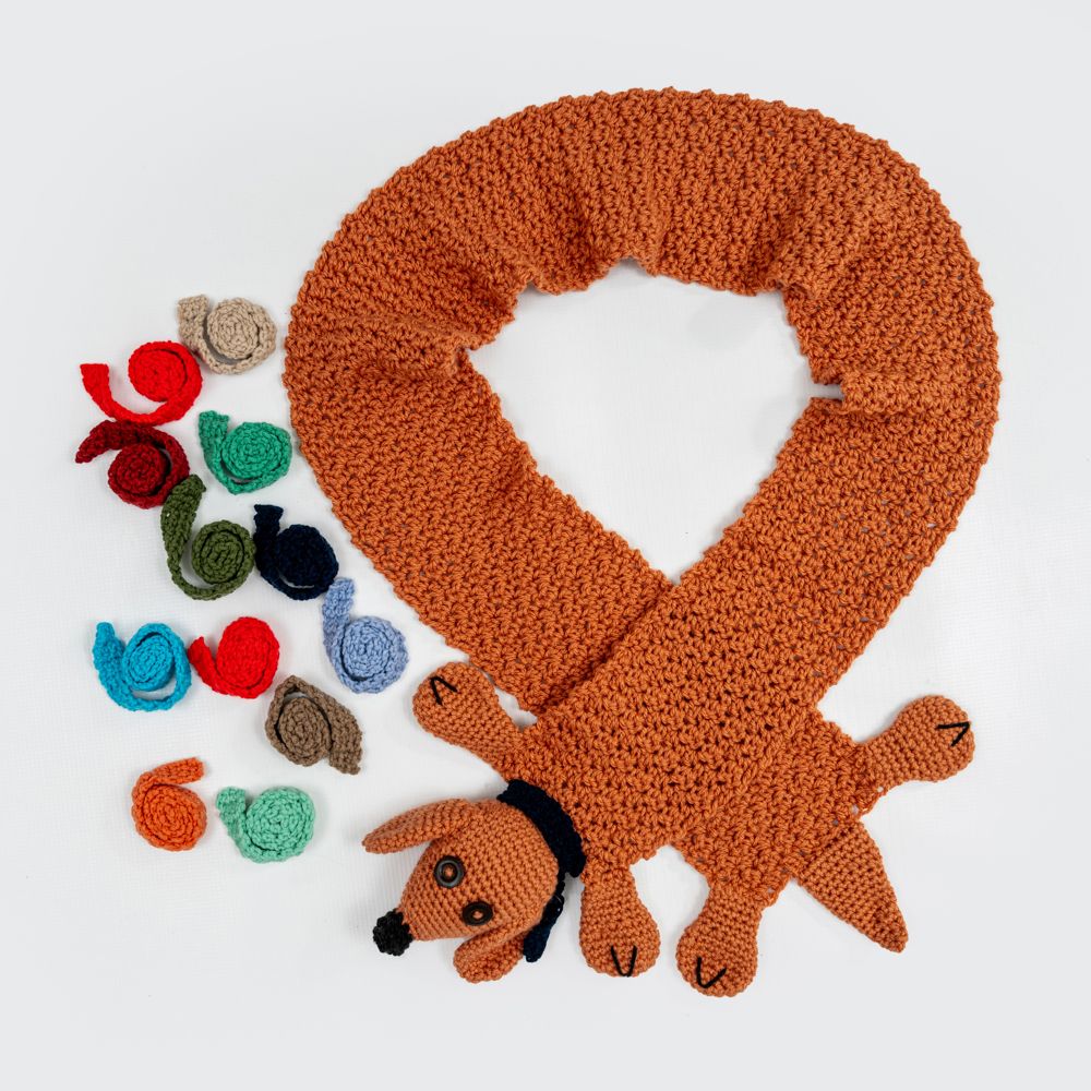 Crazy Loooooong Crochet Dachshund Scarf - Dark Coral Crazy Loooooong Crochet Dachshund Scarf - Dark Coral