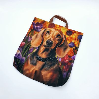 Fabric Shopper Bag - Brown Dachshund