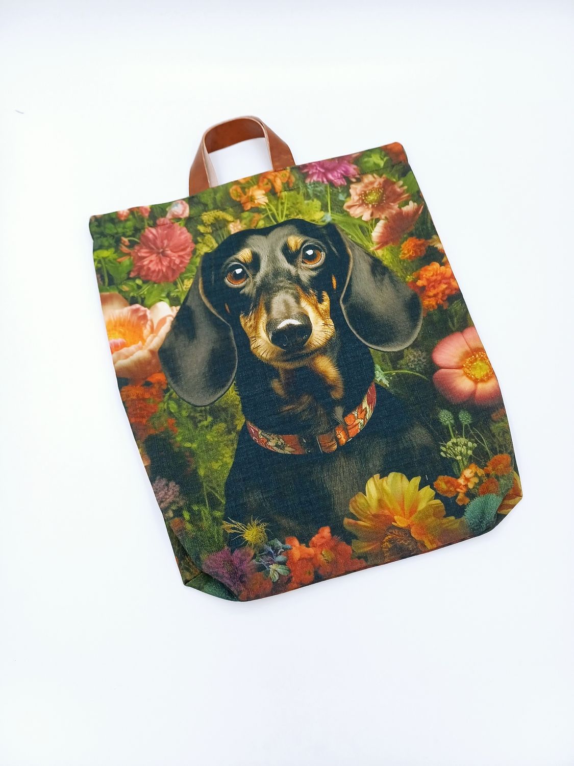 Fabric Shopper Bag - Black Dachshund