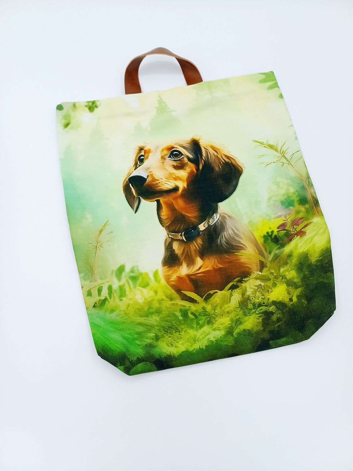 Fabric Shopper Bag - Brown Dachshund in Field