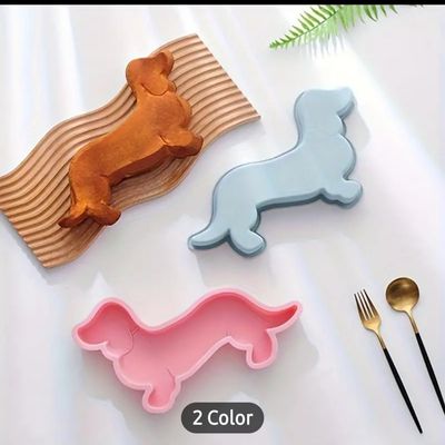 Dachshund Cake, Jelly or Ice Mould - Pink and Grey
