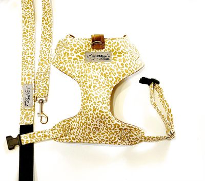 Chest Harness & Leash - Light animal print - Small