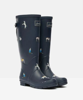 Imported Joules Wellington Boots  - Navy Mixed Dogs - SIZE 7 ONLY