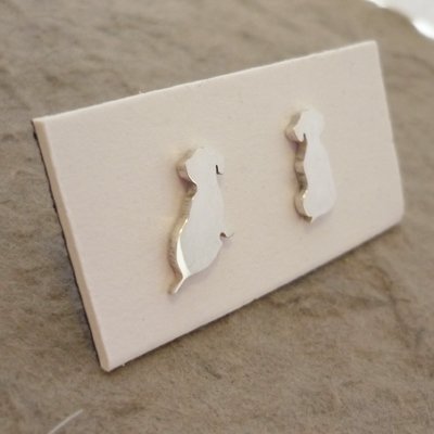 Sterling Silver Dachshund Earrings -  Side by Side