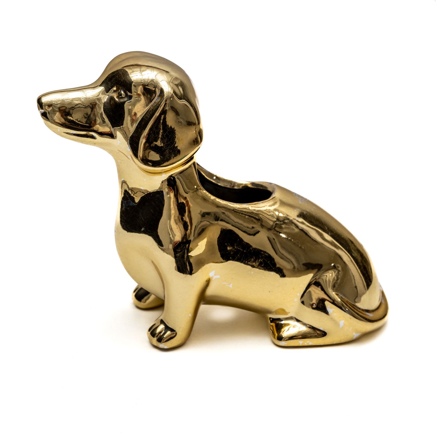 Small gold Dachshund Pen Holder - Typo