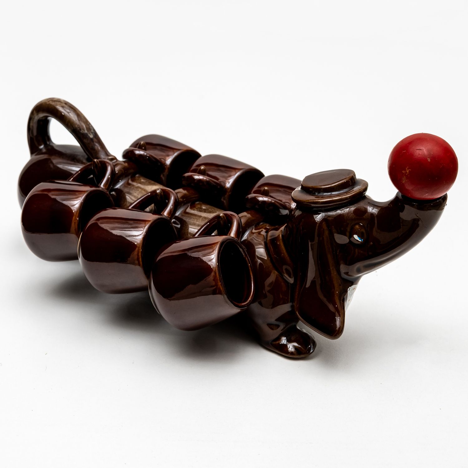 Vintage Dachshund Decanter with 6 shot Glasses