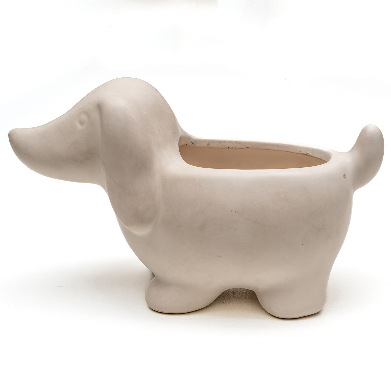 Small White Dachshund Planter