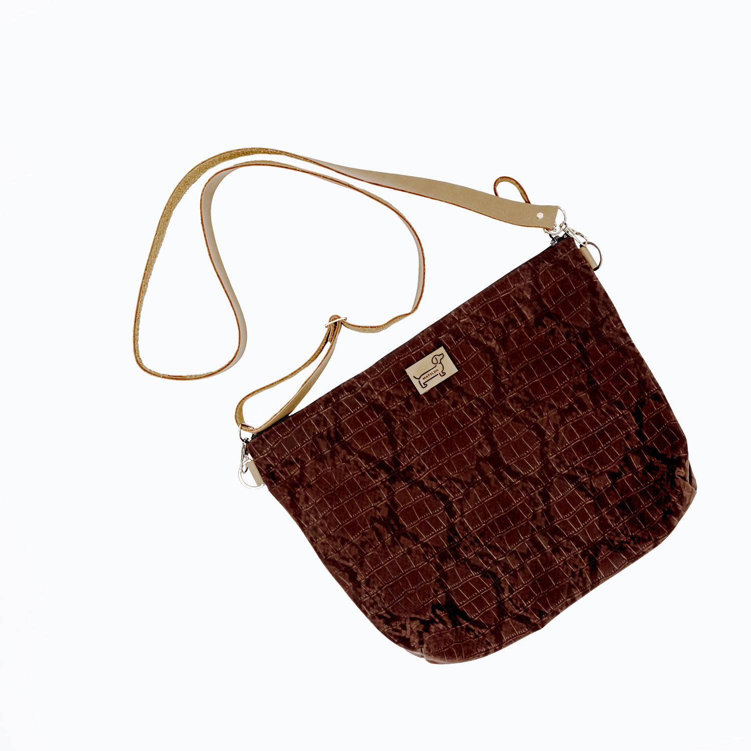 Dark Brown Snakeskin Themed Bag