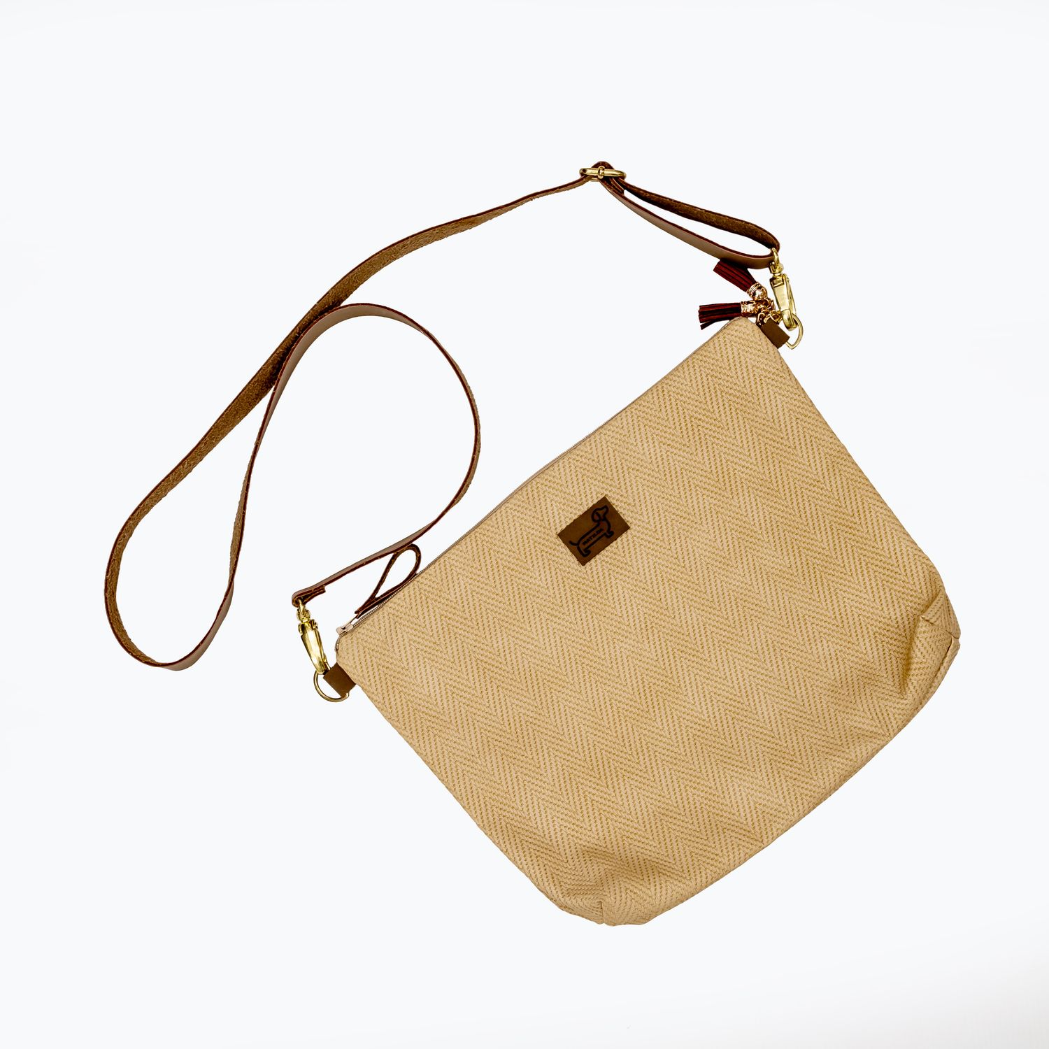 Textured Ivory Sling Bag