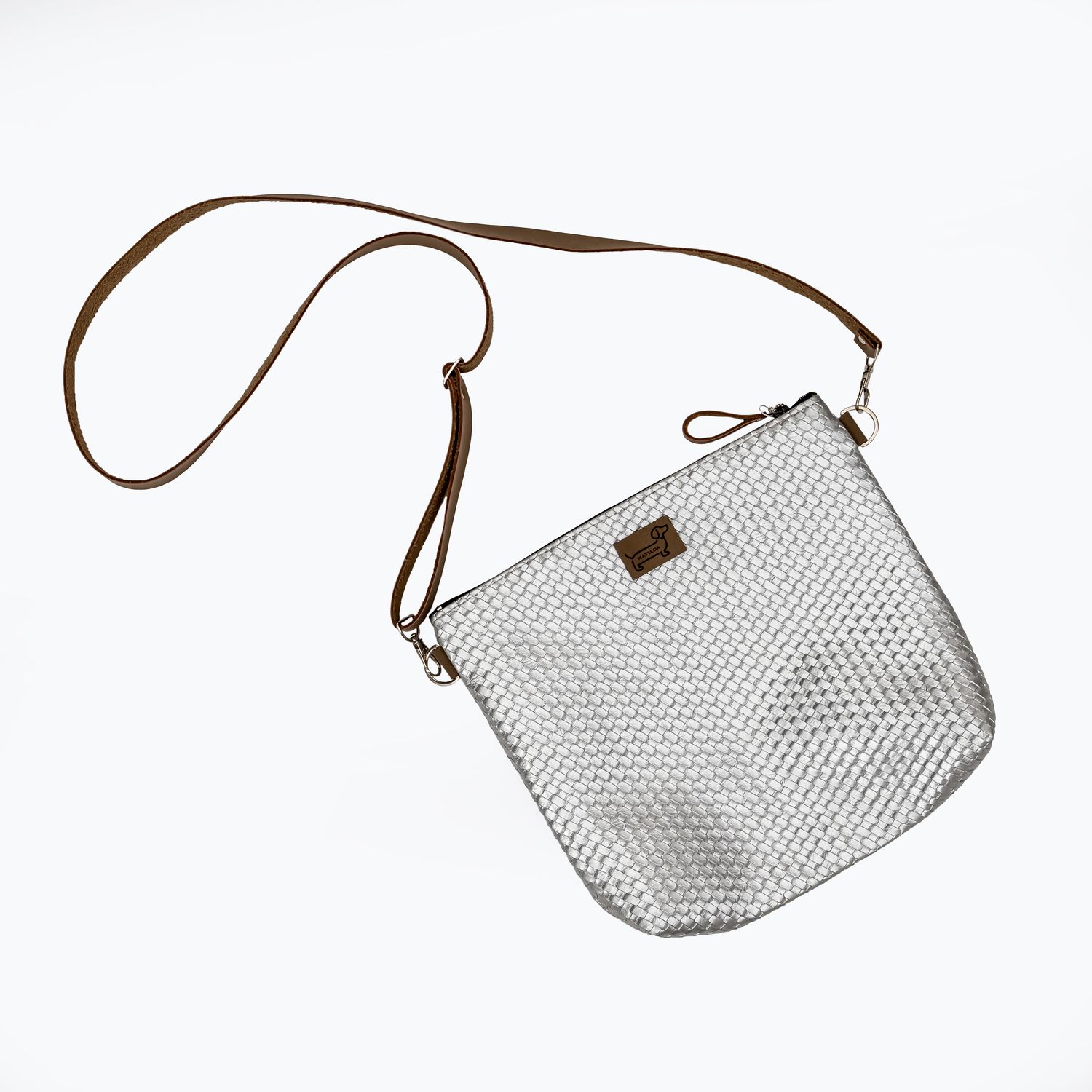 Metallic Silver Textured Sling Bag