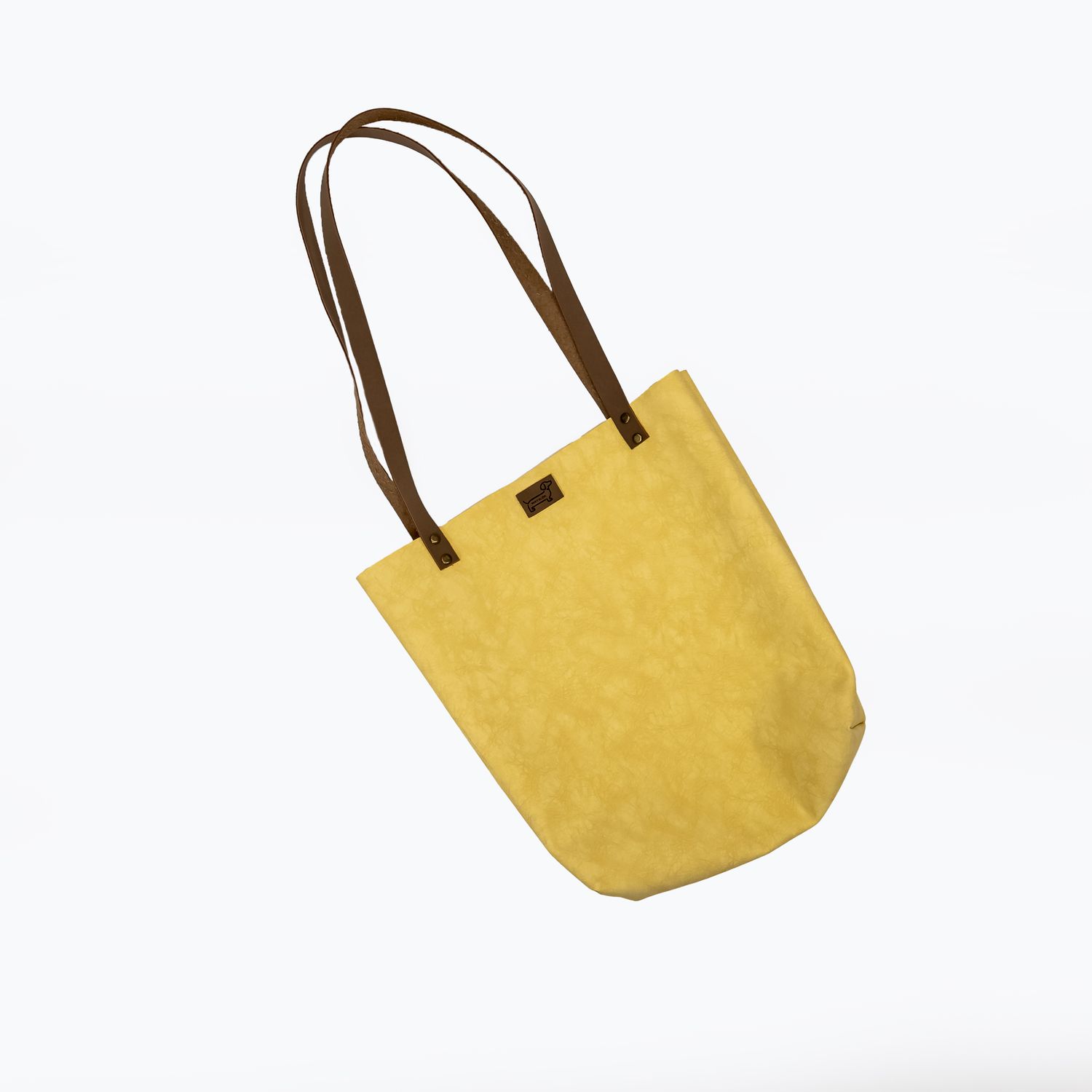 Pale Yellow Faux Leather Tote Bag