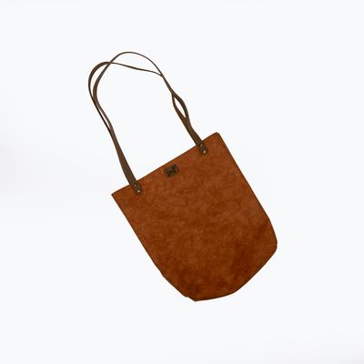 Tan Faux Leather Tote Bag