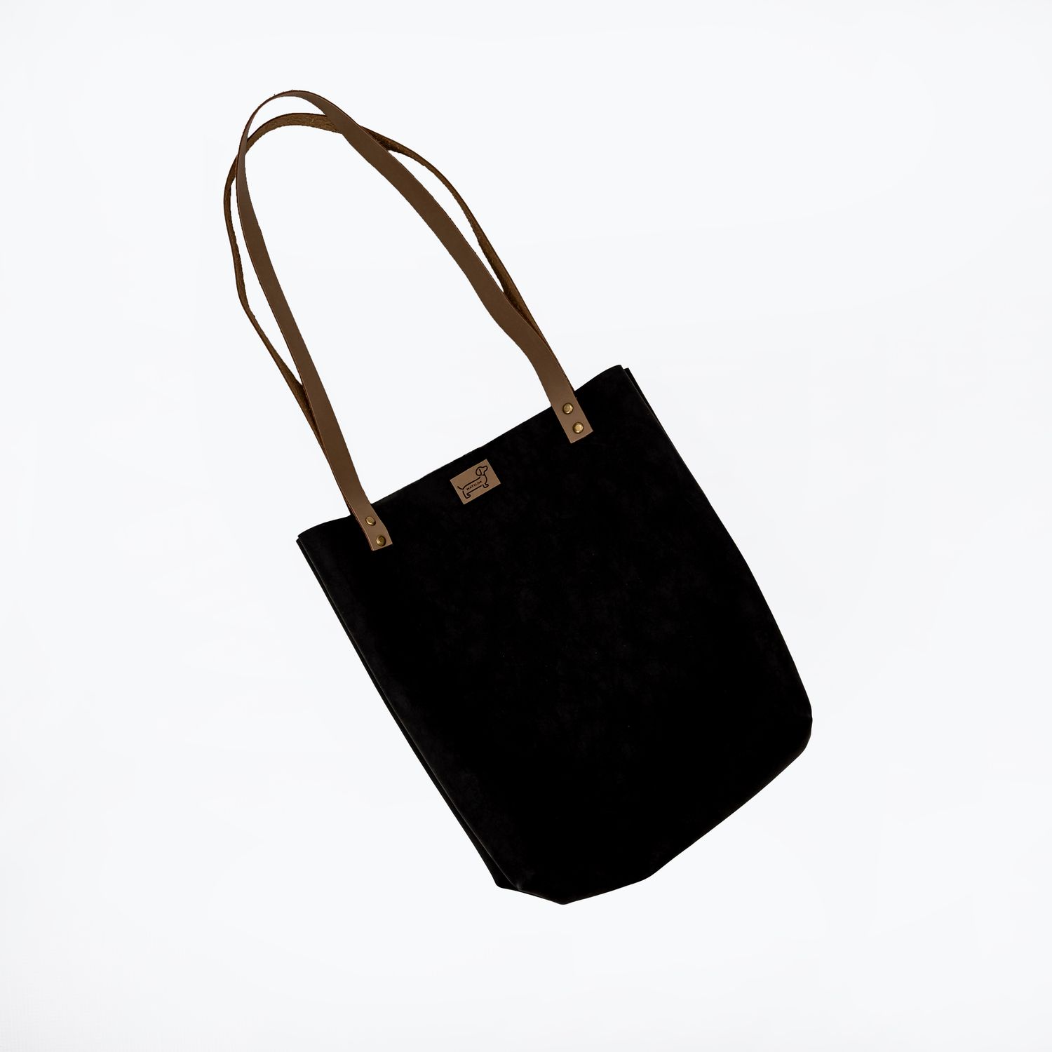 Black Faux Leather Tote Bag