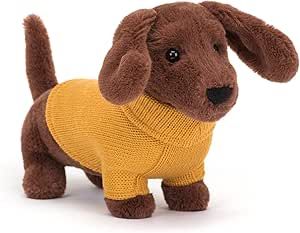 Jellycat Sausage Dog Plush - Yellow Sweater - Highly Collectable