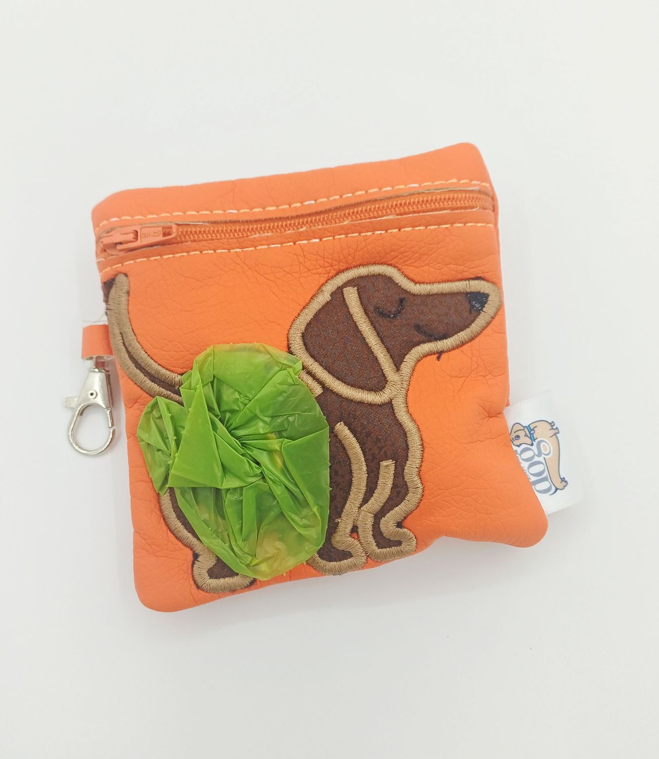 Doggie Poop Zipper Bag -  Dachshund - Orange