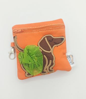 Doggie Poop Zipper Bag -  Dachshund - Orange